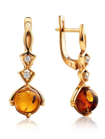 Refined Gold Plated Earrings With Amber And Crystals The Sambia, image 