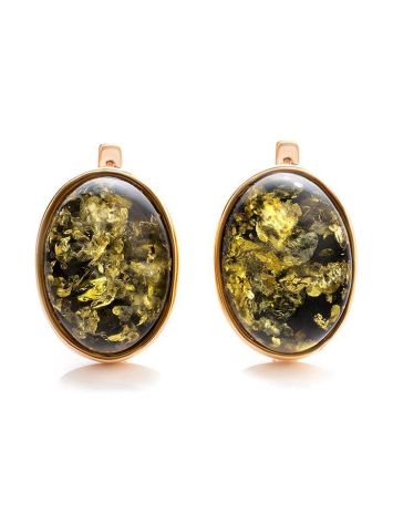 Oval Gold Plated Amber Earrings The Goji, image 