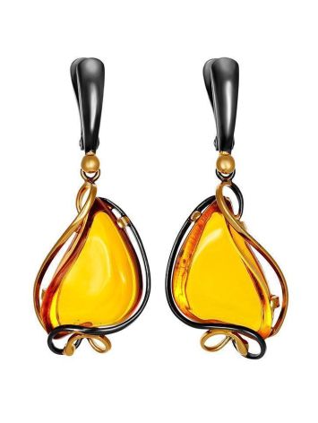 Gold-Plated Dangle Earrings With Bold Amber Stones The Rialto, image 