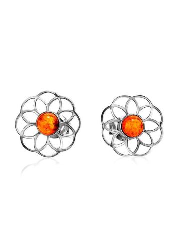 Amber Studs In Silver The Daisy, image 