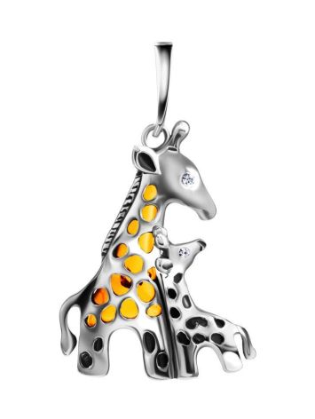 Cute Giraffe Design Amber Pendant, image 