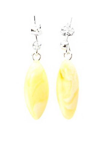 Honey Amber Elongated Studs In Sterling Silver, image 