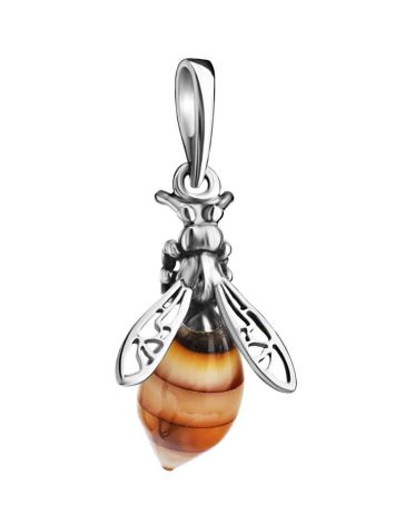 Cute Silver And Amber Pendant The Bee, image 