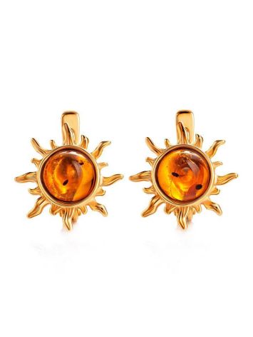 Gold-Plated Earrings With Amber The Helios, image 