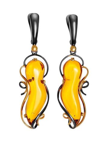 Gold-Plated Handcrafted Dangles With Cognac Amber The Rialto, image 