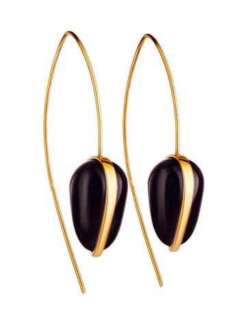 Gold Plated Hook Earrings With Cherry Amber The Pulse, image 
