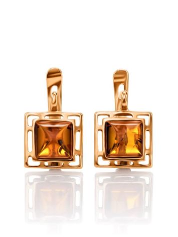 Geometric Gold Plated Amber Earrings The Ithaca, image 