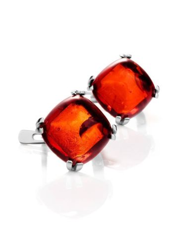 Silver Earrings With Cherry Amber The Byzantium, image 