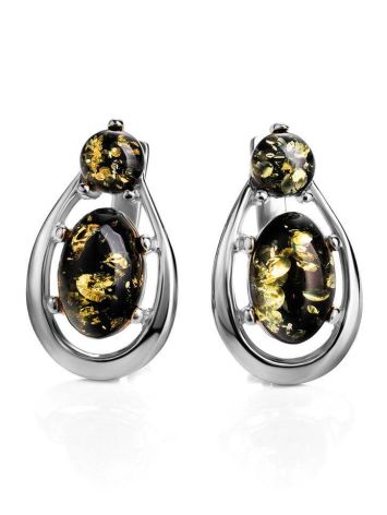 Green Amber Earrings In Sterling Silver The Prussia, image 