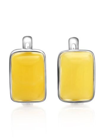 Geometric Silver Amber Earrings The Sparta, image 