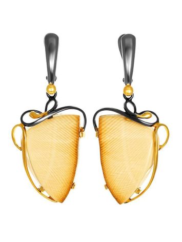 Amazing Gold-Plated Earrings With Genuine Mammoth Tusk The Era, image 