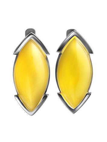 Leaf Cut Amber Earrings In Sterling Silver The Petal, image 