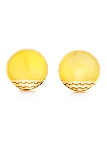 Round Gold Plated Studs With Honey Amber The Monaco, image 