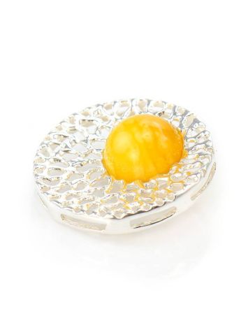Filigree Silver Pendant With Honey Amber The Venus, image , picture 2