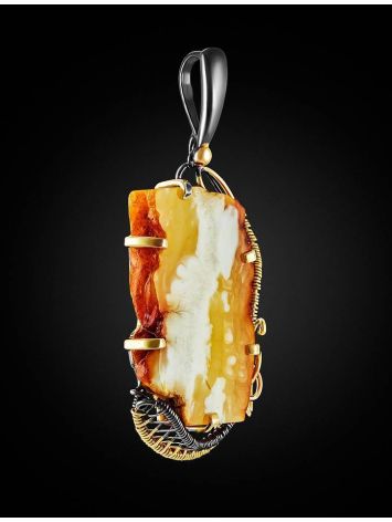 Fabulous White Amber Pendant In Gold-Plated Silver The Triumph, image , picture 3