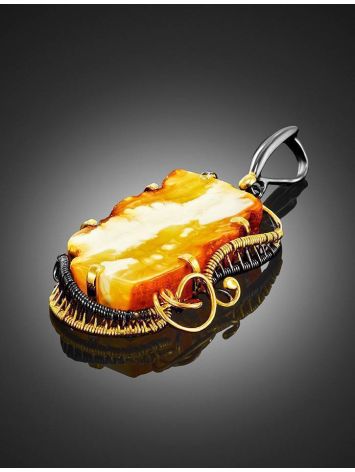 Fabulous White Amber Pendant In Gold-Plated Silver The Triumph, image , picture 2