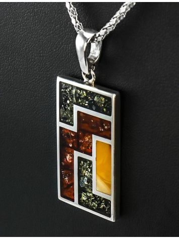 Bold Geometric Pendant With Multicolor Amber The London, image , picture 2