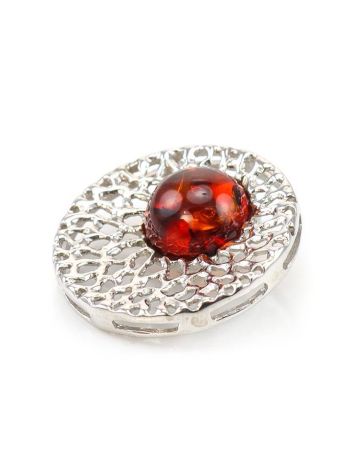 Bold Round Silver Pendant With Amber The Venus, image , picture 2