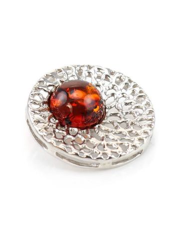 Bold Round Silver Pendant With Amber The Venus, image , picture 3