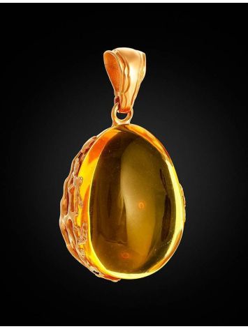 Luminous Lemon Amber Pendant In Gold-Plated Silver The Cascade, image , picture 3