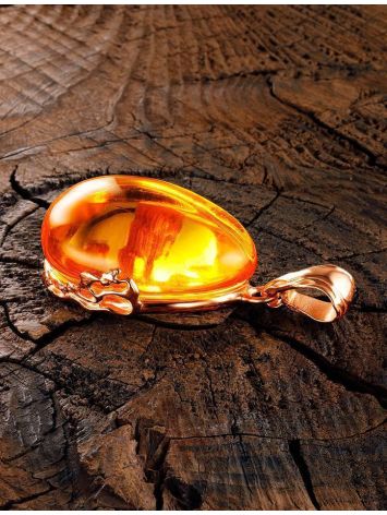 Luminous Lemon Amber Pendant In Gold-Plated Silver The Cascade, image , picture 2