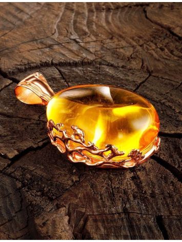 Luminous Lemon Amber Pendant In Gold-Plated Silver The Cascade, image , picture 4
