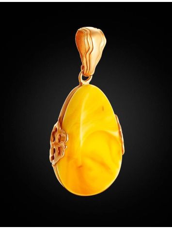 Cloudy Amber Teardrop Pendant In Gold-Plated Silver The Cascade, image , picture 2