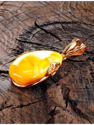 Cloudy Amber Teardrop Pendant In Gold-Plated Silver The Cascade, image , picture 3