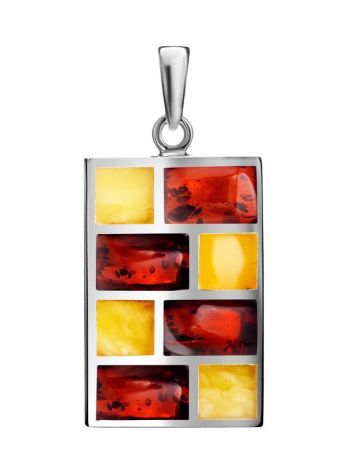 Geometric Two-Toned Amber Pendant In Silver The London, image , picture 3