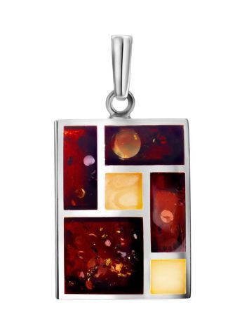 Stylish Multicolor Amber Pendant In Silver The London, image , picture 3