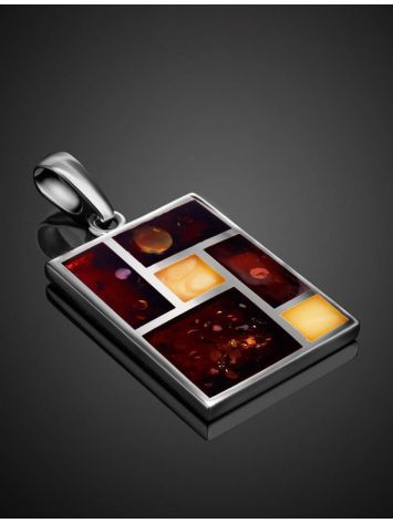 Stylish Multicolor Amber Pendant In Silver The London, image , picture 2