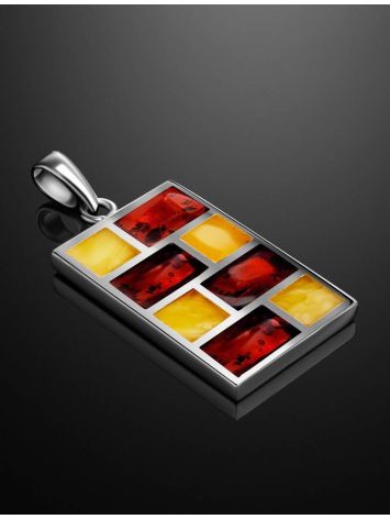 Geometric Two-Toned Amber Pendant In Silver The London, image , picture 2