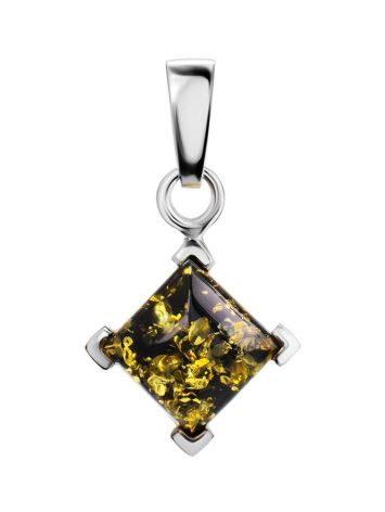 Bright Square Amber Pendant In Silver The Artemis, image , picture 3