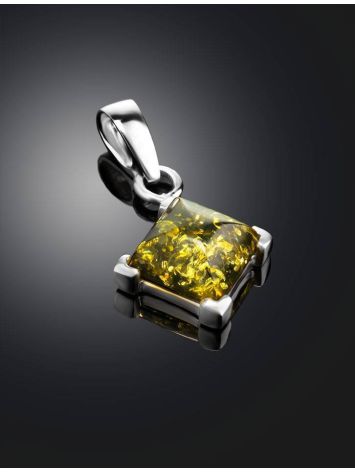 Bright Square Amber Pendant In Silver The Artemis, image , picture 2