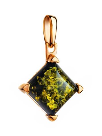 Green Amber Pendant In Gold-Plated Silver The Athena, image , picture 3