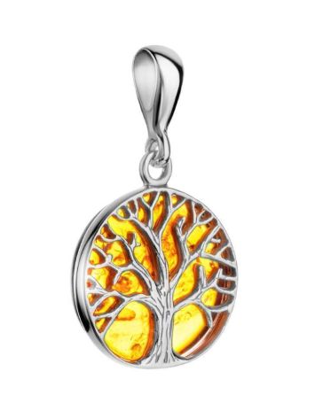 Silver Pendant With Amber The Tree Of Life, image , picture 3