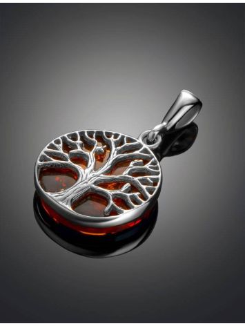 Silver Pendant With Amber The Tree Of Life, image , picture 2