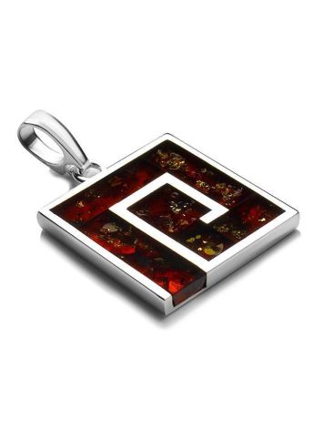 Bold Square Amber Pendant In Silver The London, image , picture 3