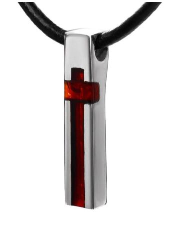 Minimalistic Silver Pendant With Amber The London, image , picture 3