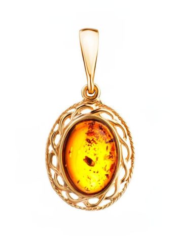 Oval Gold Plated Amber Pendant The Ellas, image 