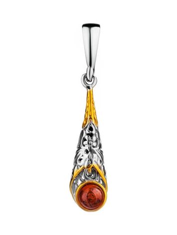 Filigree Gold-Plated Dangle Pendant With Amber The Roxanne, image 