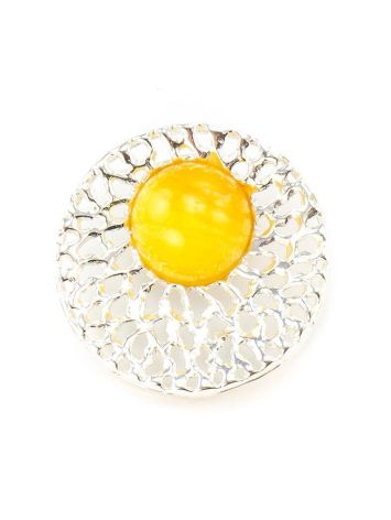 Filigree Silver Pendant With Honey Amber The Venus, image 