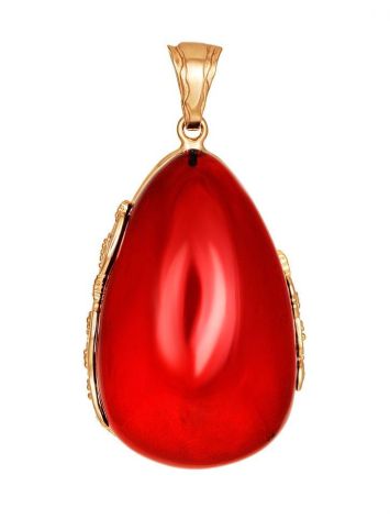 Bold Red Amber Pendant In Gold-Plated Silver The Cascade, image 