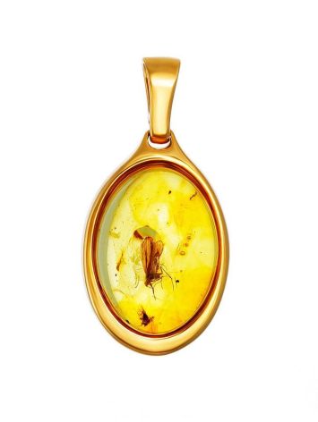 Classy Amber Pendant In Gold-Plated Silver With Inclusions The Clio, image 