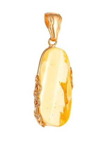 Elegant White Amber Pendant In Gold-Plated Silver The Cascade, image 