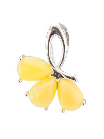 Charming Floral Silver Pendant With Honey Amber The Dandelion, image 