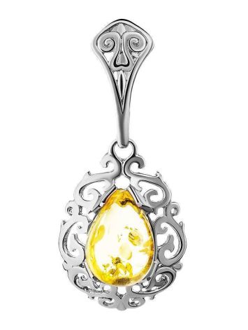 Filigree Silver Pendant With Lemon Amber The Luxor, image 