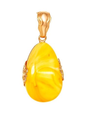 Cloudy Amber Teardrop Pendant In Gold-Plated Silver The Cascade, image 