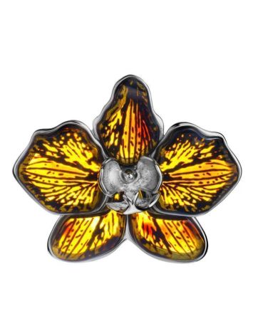 Designer Silver Amber Pendant The Orchid, image 