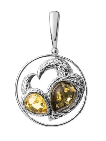 Bright Round Silver Pendant With Amber Eagles The Eagles, image 